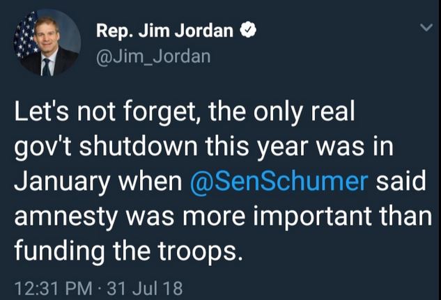 Jim Jordan tweet Schumer