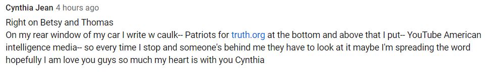 Cynthia Jean comment