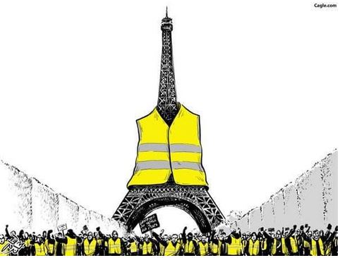 eiffel tower in a yellow vest