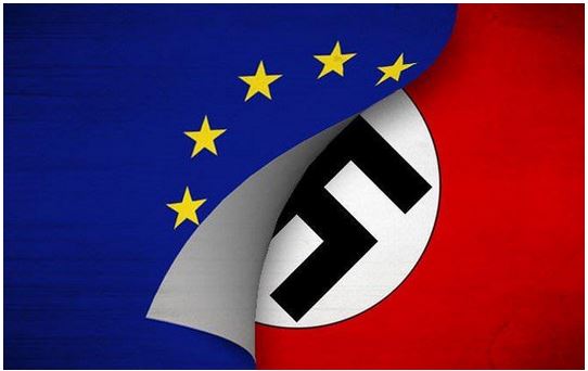 nazi flag under EU flag