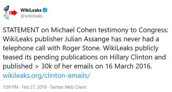 wikileaks michael Cohen